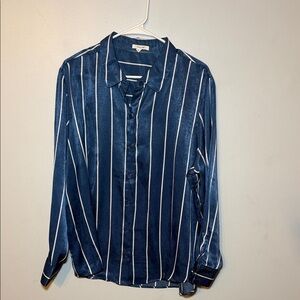 Maurices Blue and White Striped Button-Up Shirt